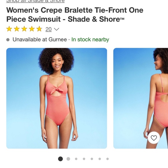 🔵 Womens Crepe Bralette Tie-Front One Piece Swimsuit - Shade & Shore NWT sz MED - Picture 4 of 14